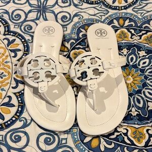 Tory Burch White Logo Sandals